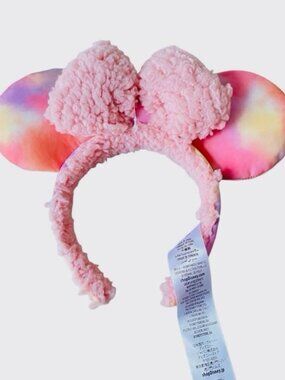 Disney Parks Pink Tie Dye Sherpa Minnie Ears Headband